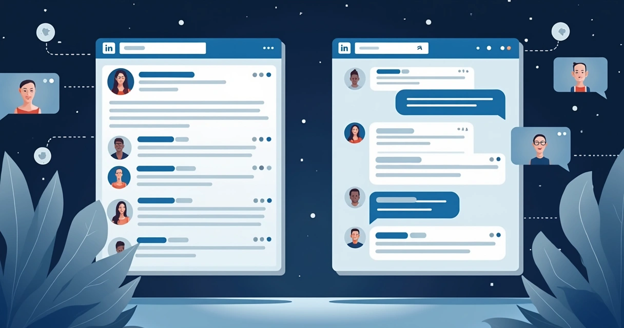 Ilustração de mensagem automatizada sendo enviada no LinkedIn 