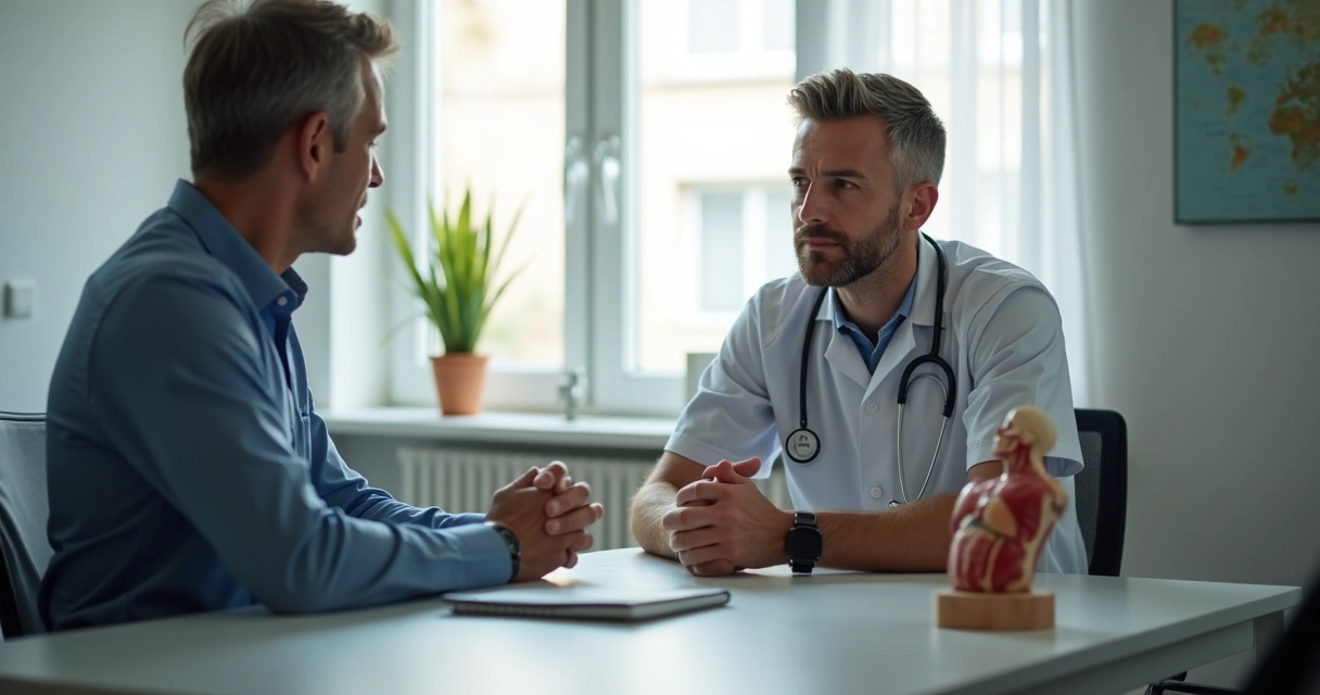 Consulta acolhedora entre médico e paciente em consultório 