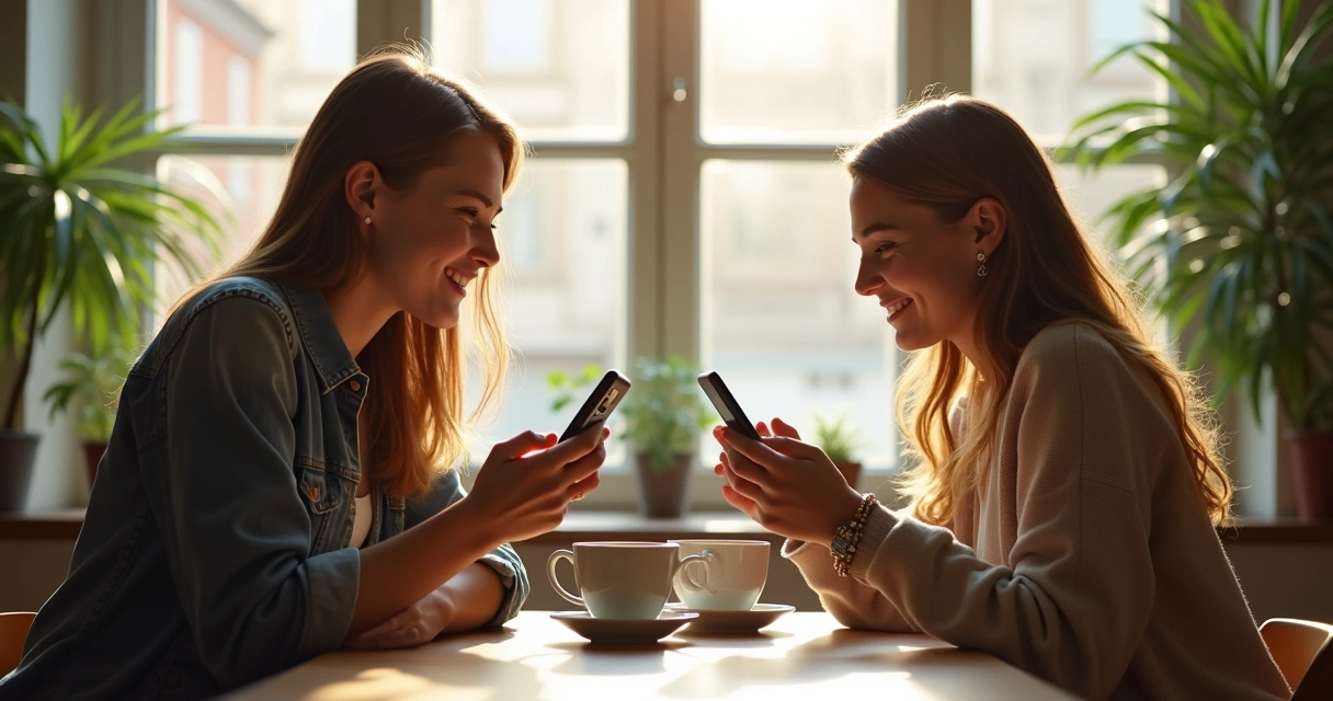 Duas pessoas conversando por mensagem no smartphone