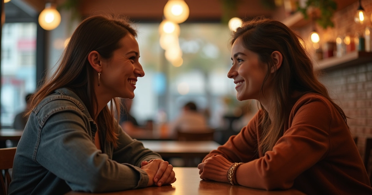 Duas pessoas conversando olhando uma nos olhos da outra 