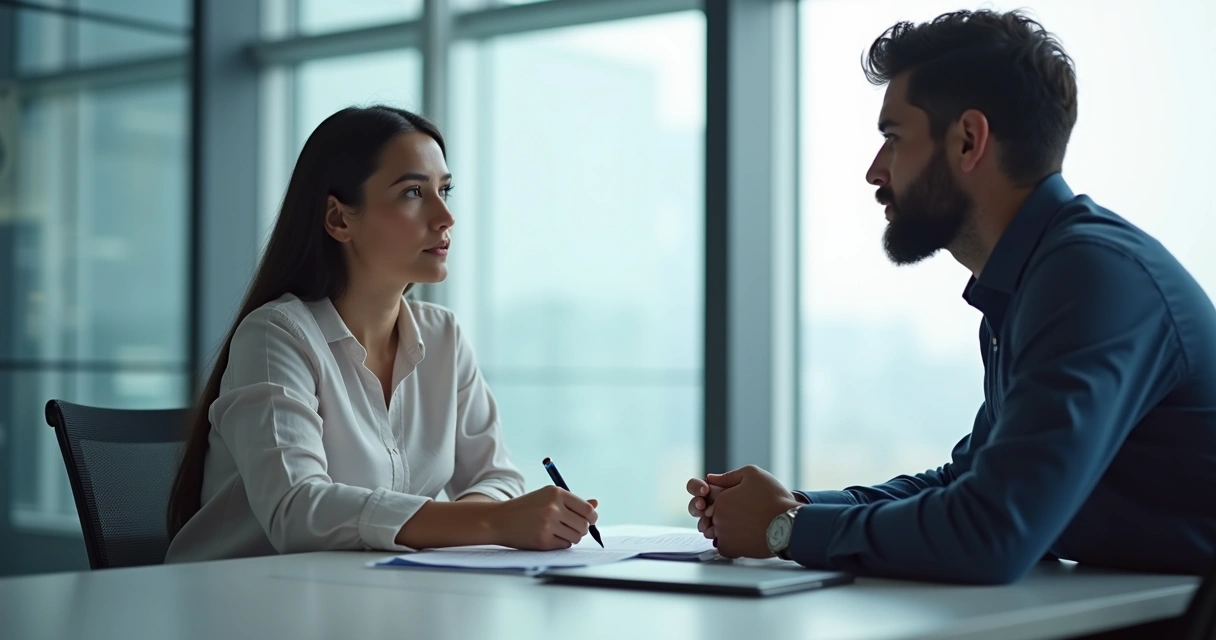 Duas pessoas conversando sobre decisão profissional 