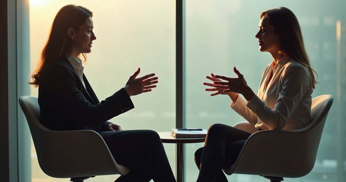Dois colegas conversando com respeito em ambiente de trabalho
