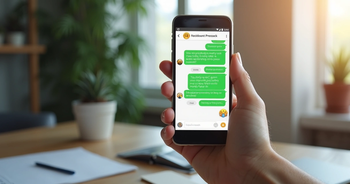Celular mostrando conversa respeitosa em chat digital 