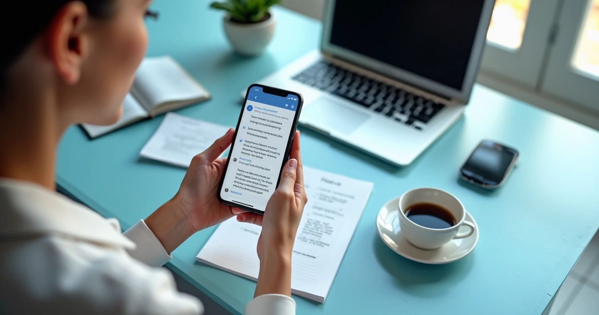 Pessoa usando o Telegram em smartphone durante uma conversa sobre marketing digital 