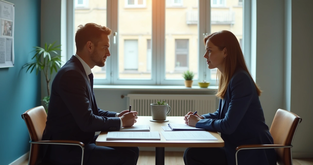 Profissionais conversando sobre valores e proposta de trabalho