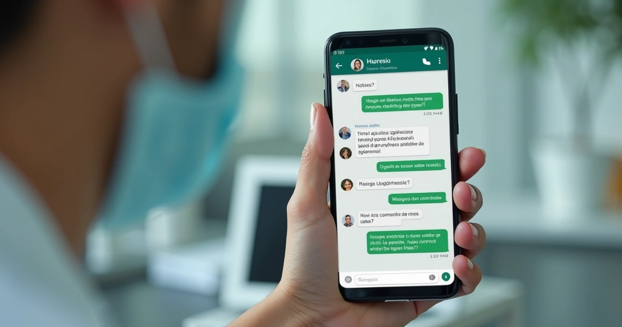 Tela de celular com conversa de agendamento no WhatsApp 
