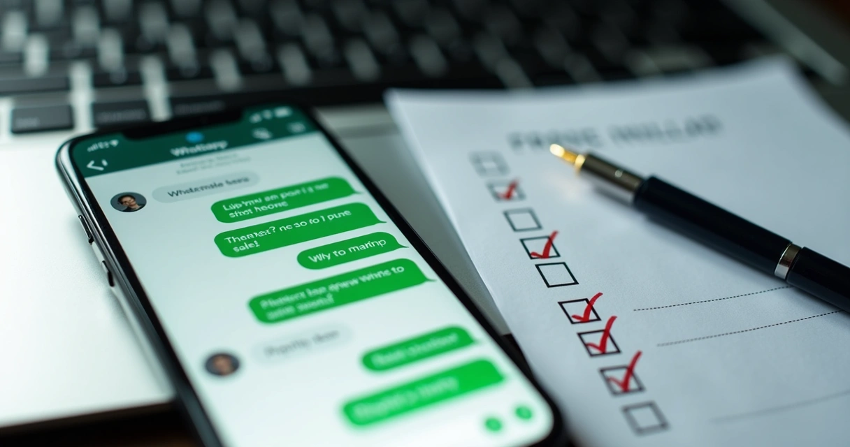 Conversa no WhatsApp e checklist de tarefas 