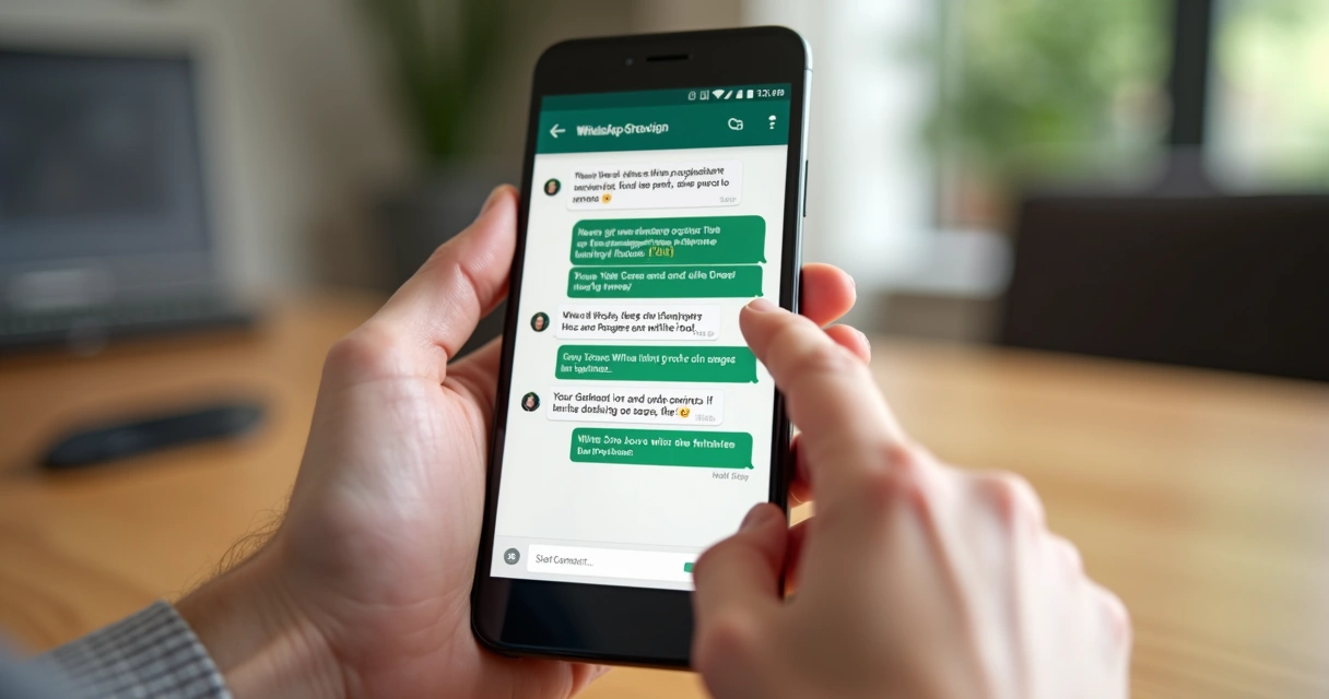 Tela de grupo de WhatsApp com mensagens resumidas em destaque