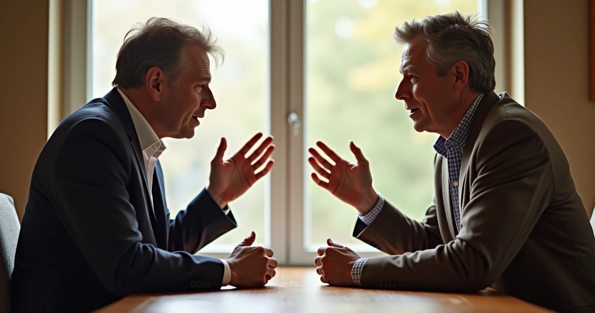 Dos personas conversando con gestos de autenticidad y empatía 