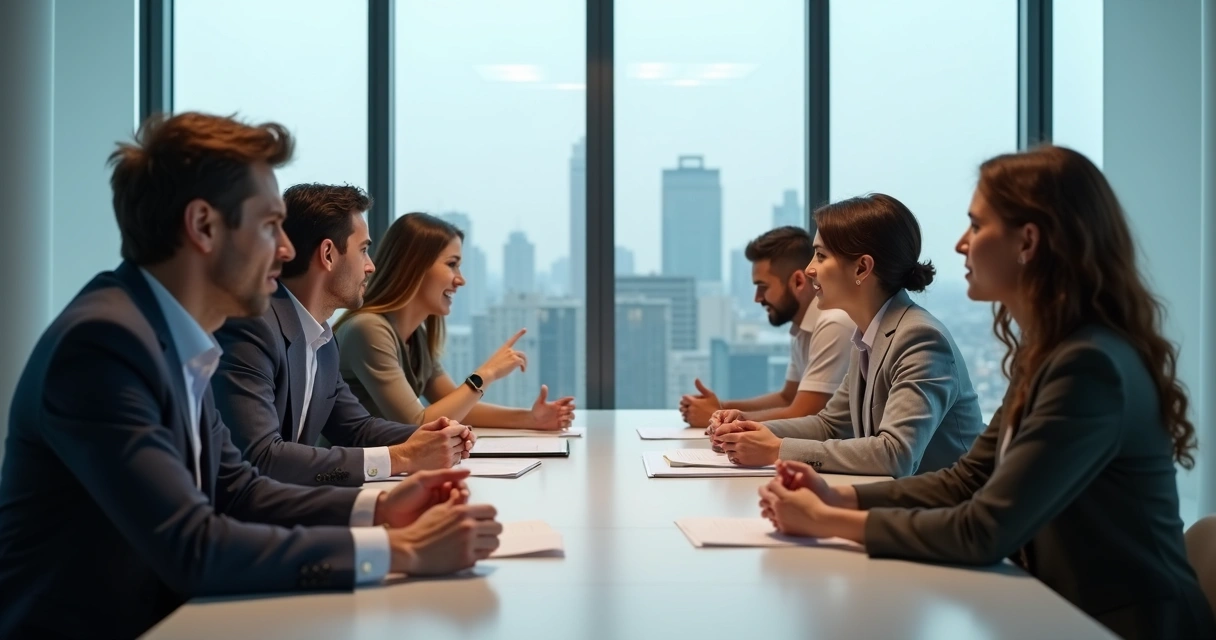 Personas sentadas en equipo cara a cara durante una conversación difícil