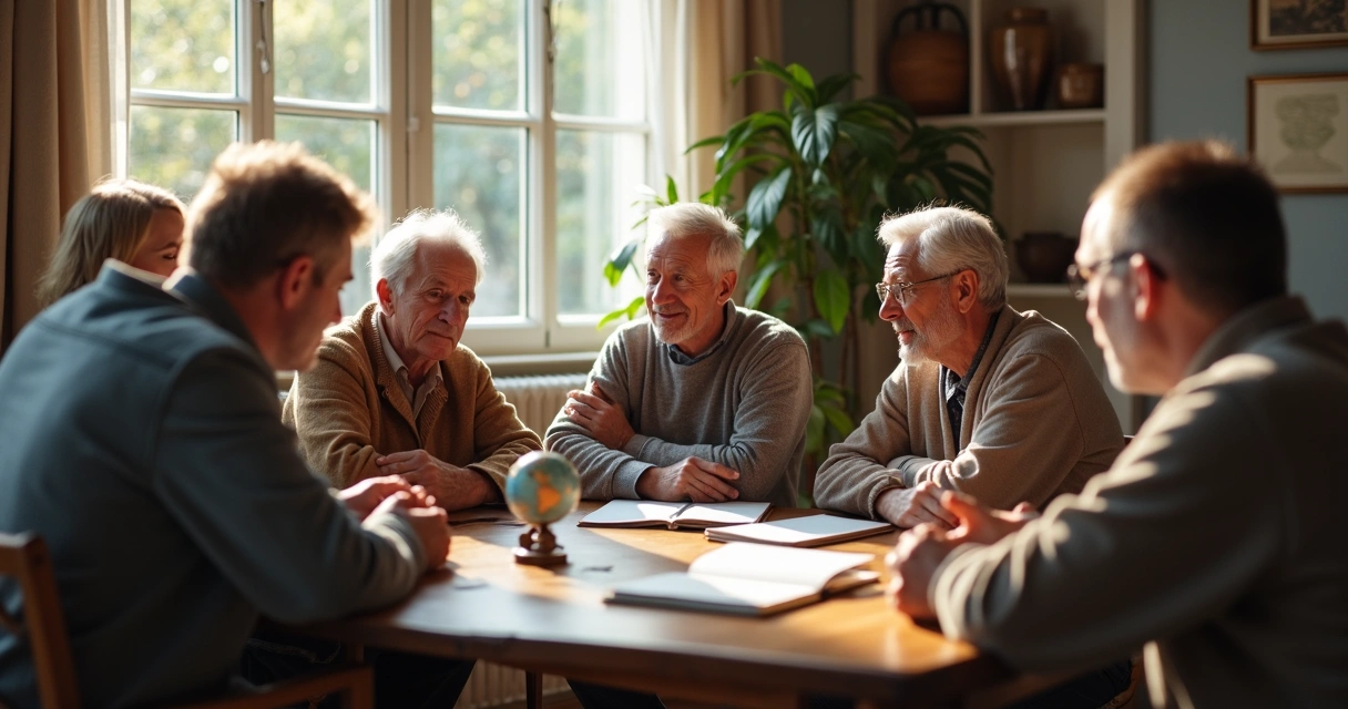 Personas de diferentes edades conversando sentados en círculo