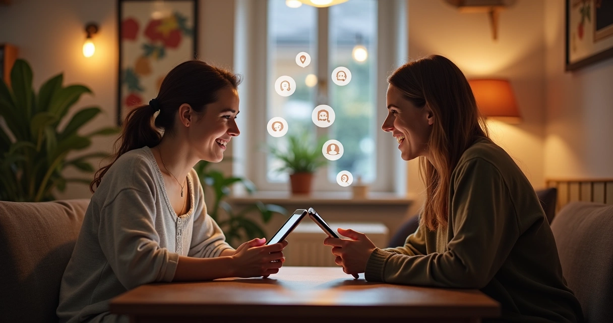 Conversación cordial en redes sociales entre personas de distintas opiniones 
