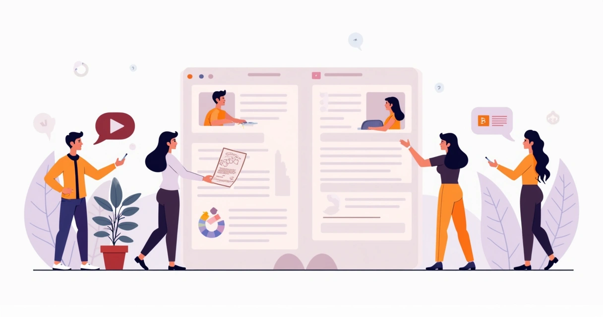 Fluxo de visitantes se transformando em clientes na ilustração de uma landing page 