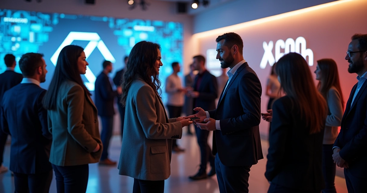 Conversas entre várias pessoas em evento de tecnologia 