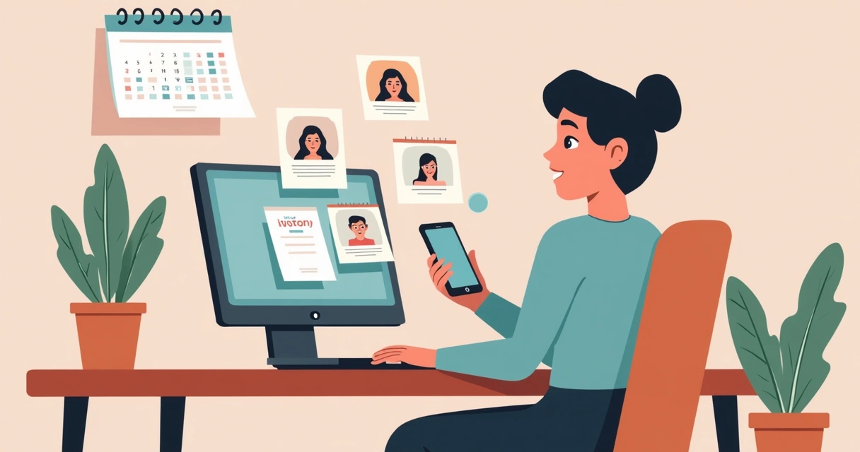 Pessoa enviando convites digitais para evento em computador e celular