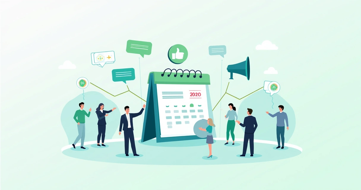 Convite digital para reunião participativa com ícones sociais 