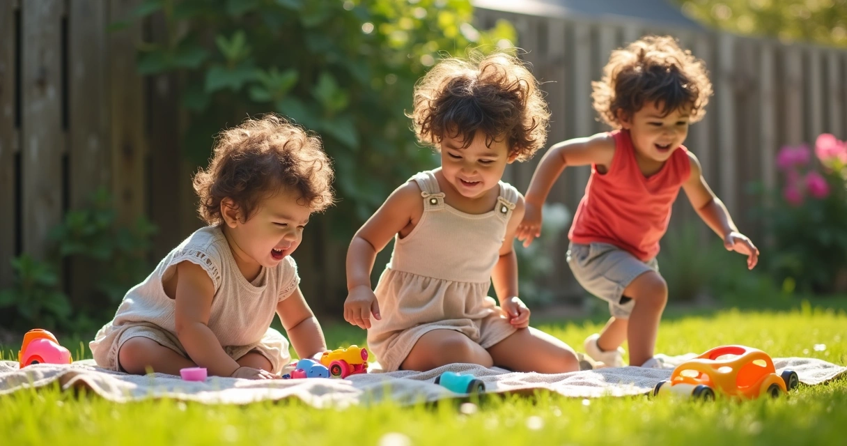 Irmãos de diferentes idades brincando juntos
