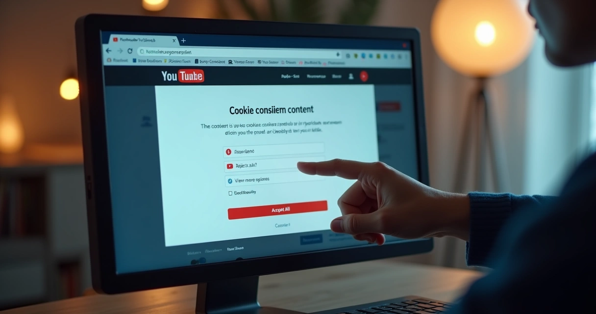 Tela de consentimento de cookies no YouTube 