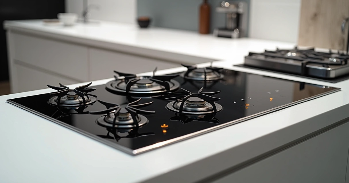 Vários modelos de cooktops lado a lado 