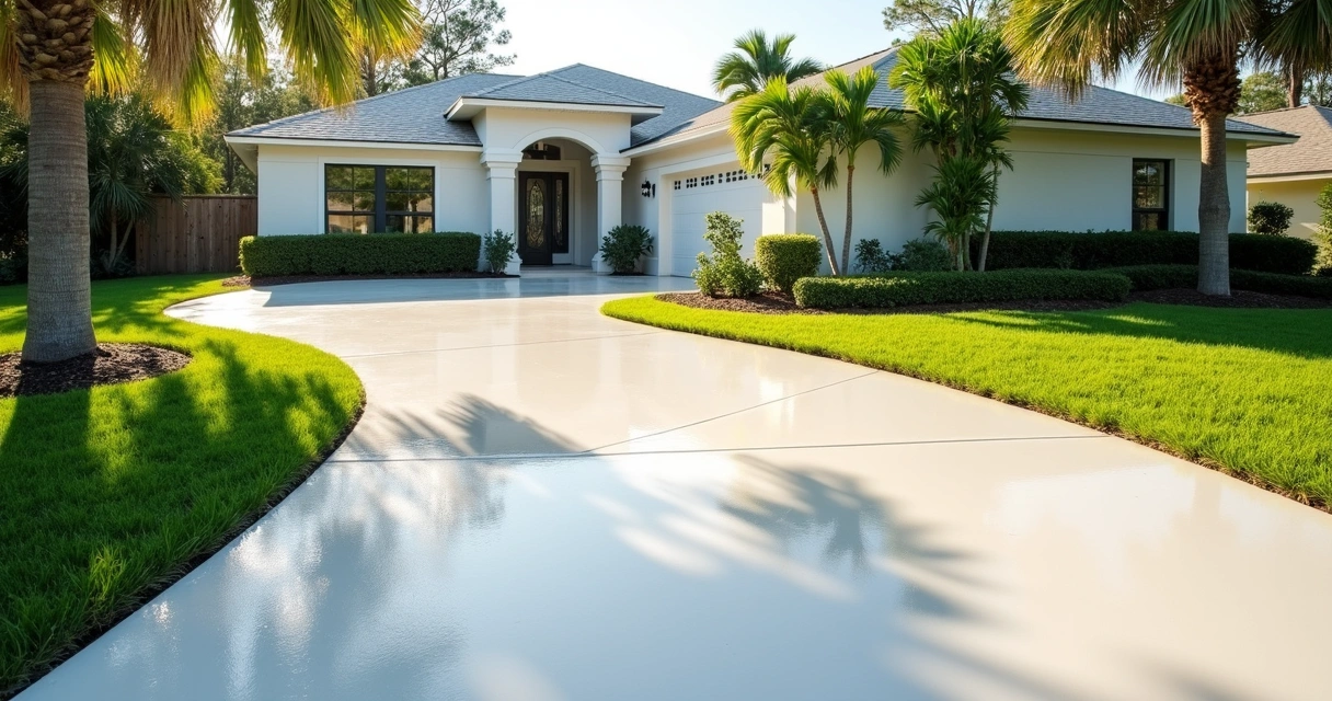 Reflective coated driveway and front yard in Central Florida