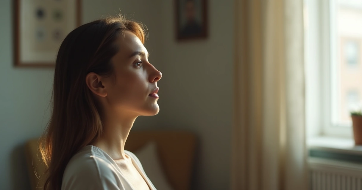 Close view of breath practice with visible cool inhale and warm exhale 