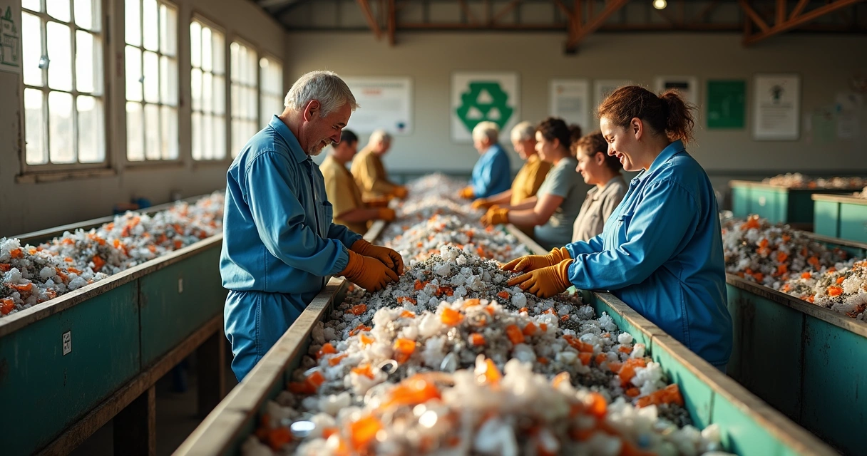 Cooperativa de catadores do Paraná separando resíduos