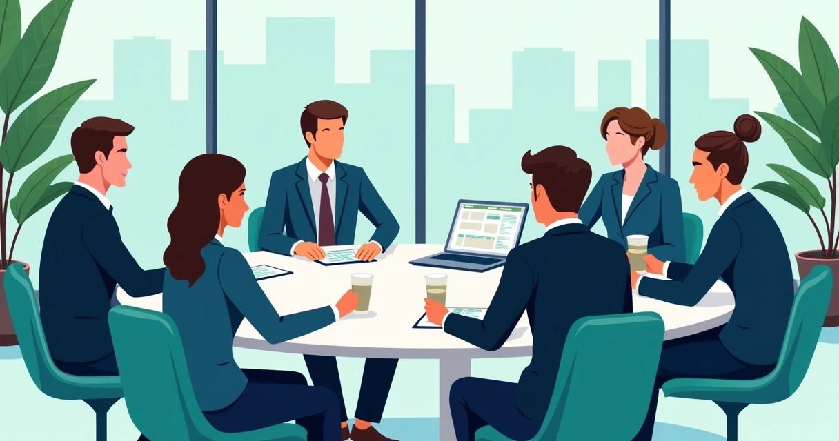 Grupo empresarial em reunião com cooperativa de crédito 