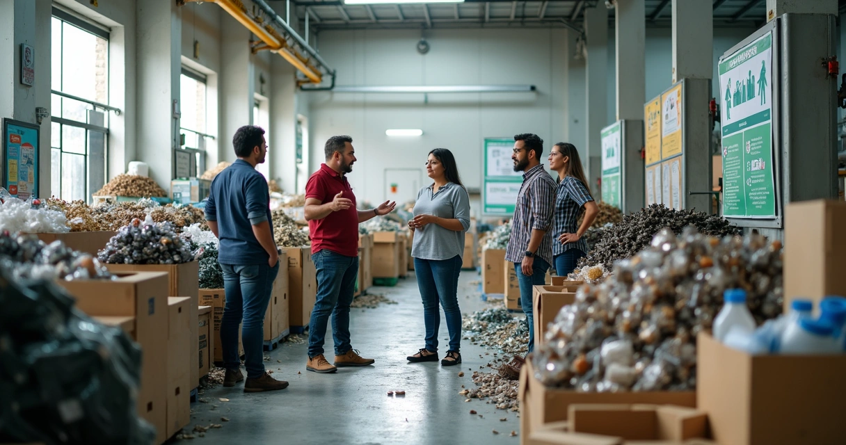 Cooperativa de reciclagem trabalhando com apoio de empresas