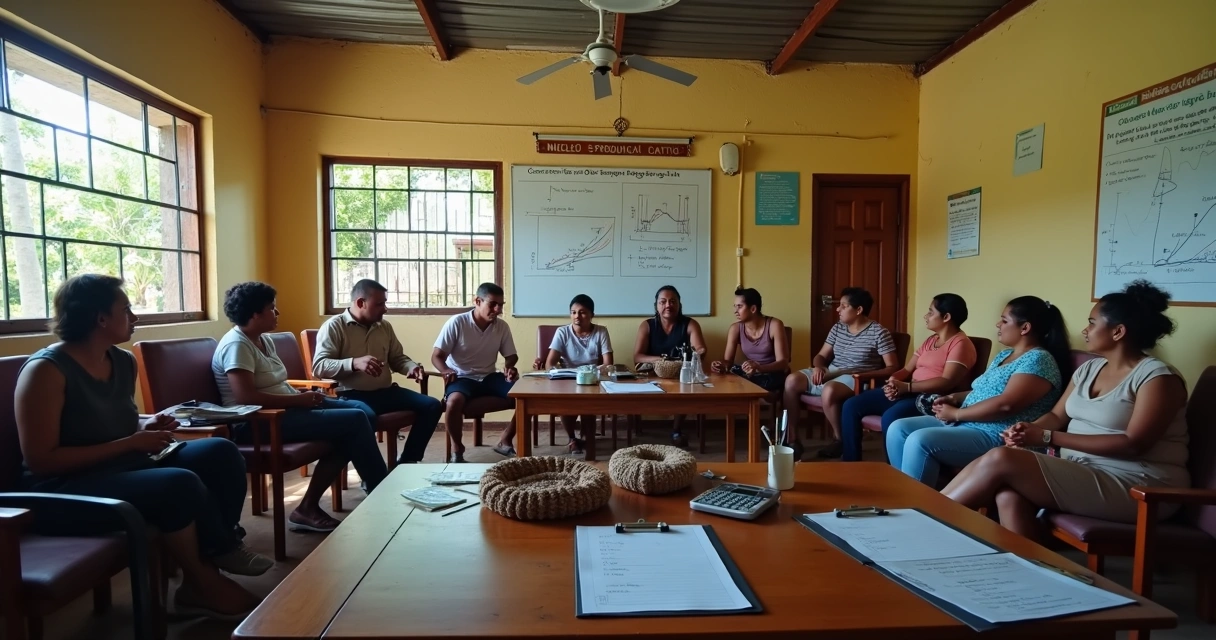 Reunião comunitária de cooperativa ligada ao programa SER. 
