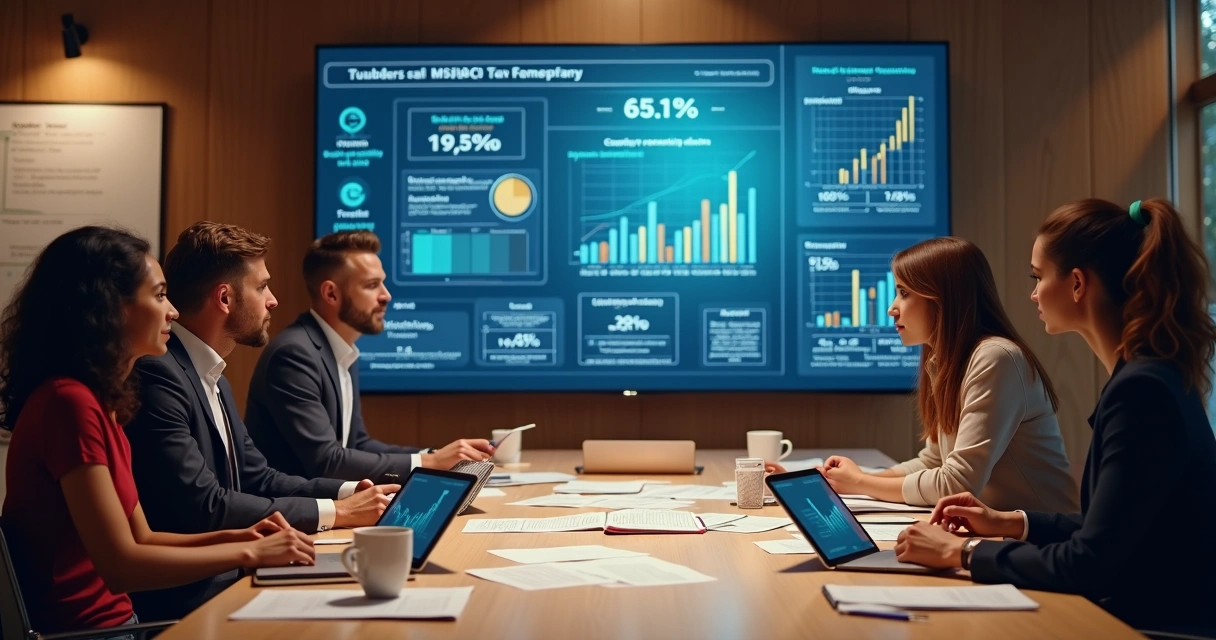 Ilustração realista de uma reunião de cooperativa com documentos e gráficos financeiros sobre tributação e reforma fiscal à mesa 
