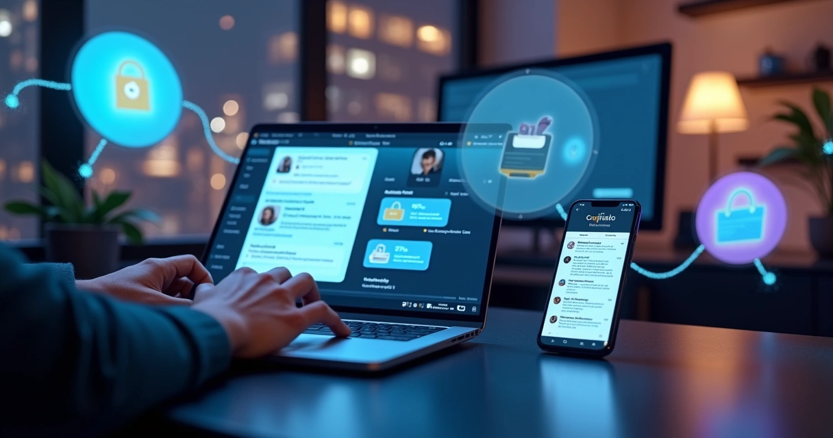 Pessoa fazendo compra em chat de IA com logotipos de marcas e loja virtual ao fundo 
