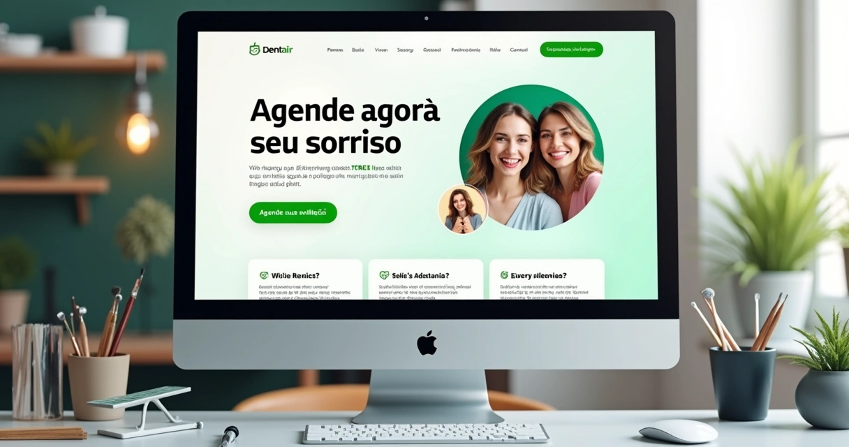 Página de captação odontológica com texto persuasivo e chamadas à ação 
