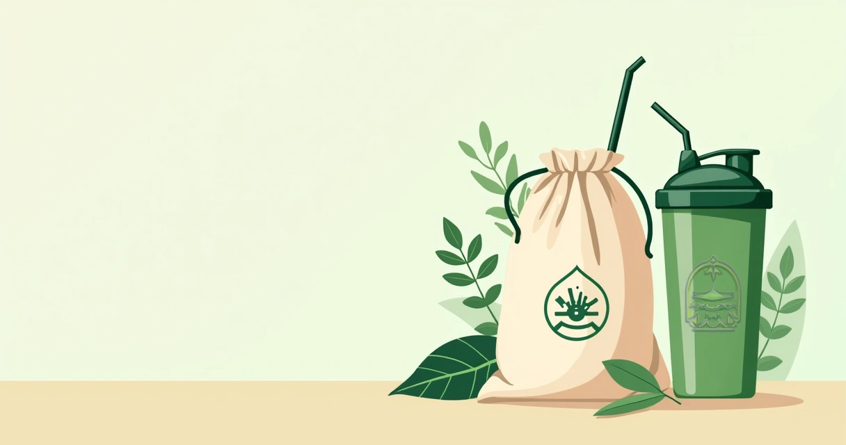 Kit personalizado com coqueteleira e acessórios ecológicos em fundo claro 