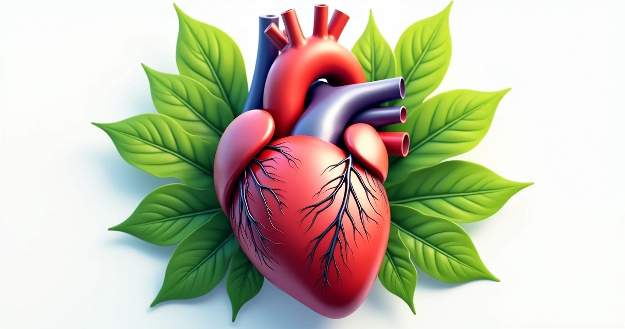 Desenho de coração saudável, folhas de moringa ao redor