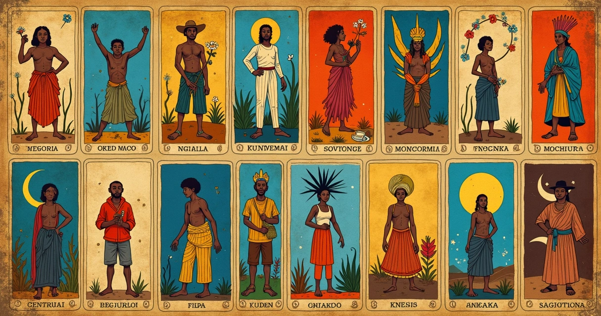 Ilustração artística do Cordel do Tarot com Arcanos Maiores. 
