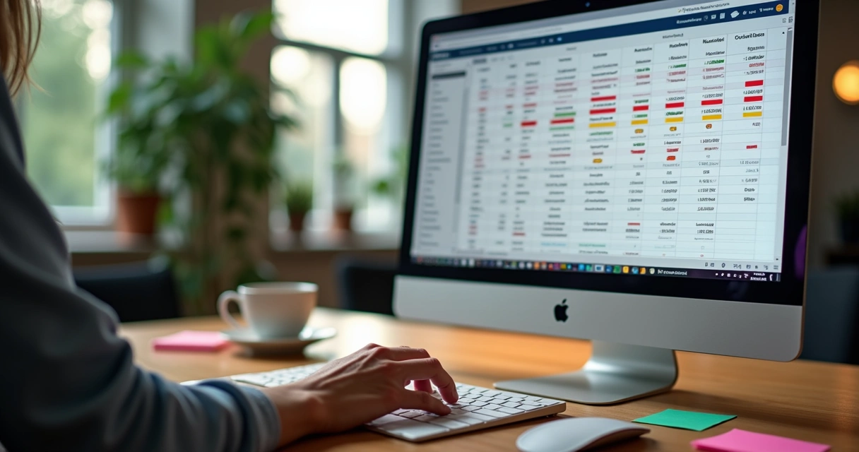 Base de dados Notion com cores condicionais em células e linhas 