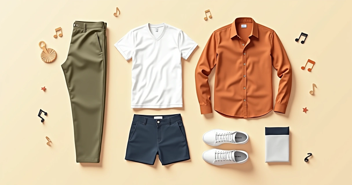 Peças masculinas em tons claros e terrosos para look de samba