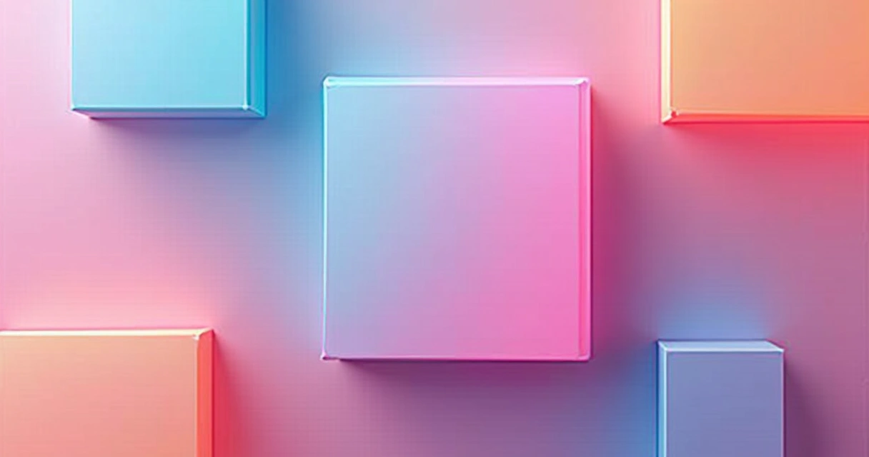 Design de site colorido com degradê vibrante e blocos translúcidos 