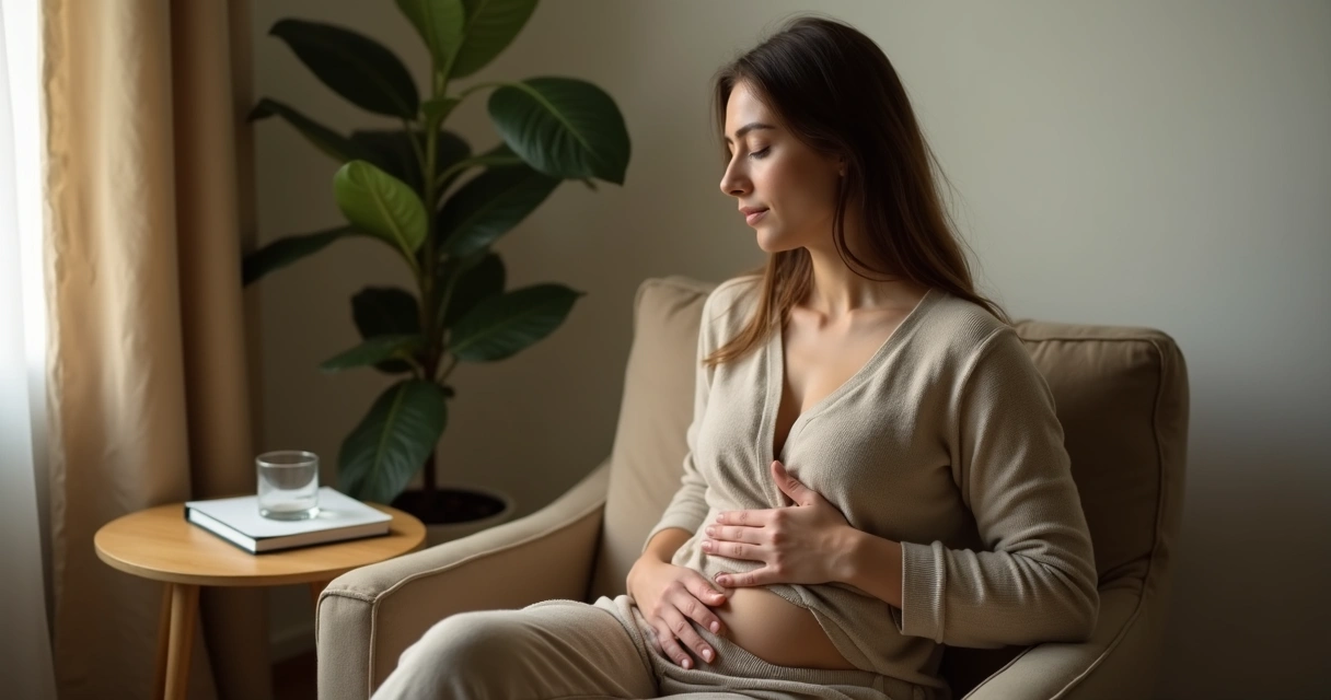 Pessoa com mão no peito sentada refletindo sobre decisão emocional 