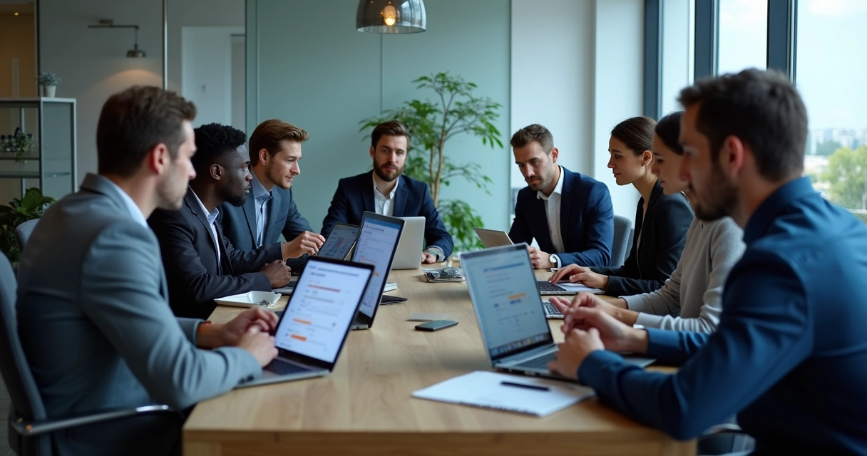 Corporate IT professionals managing password security together 