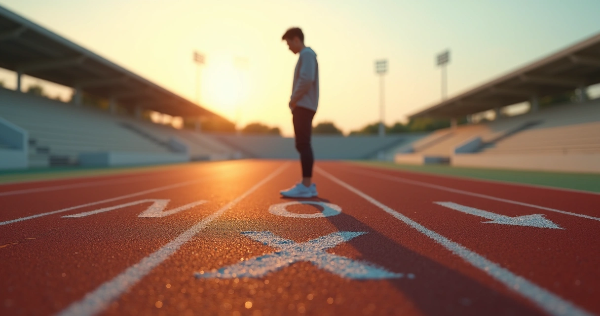 Profissional observando marcações de erro e aprendizado em pista de corrida 