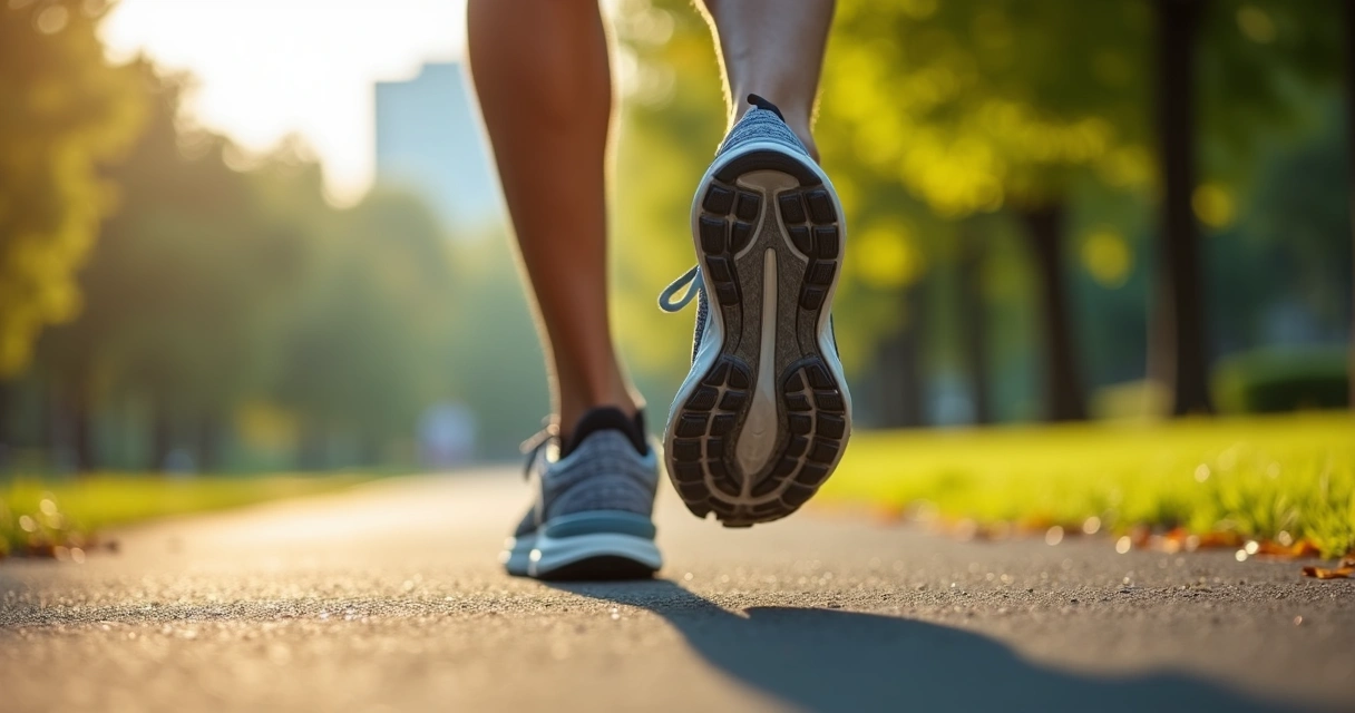 Corredor em parque usando tênis de corrida com placa de carbono 