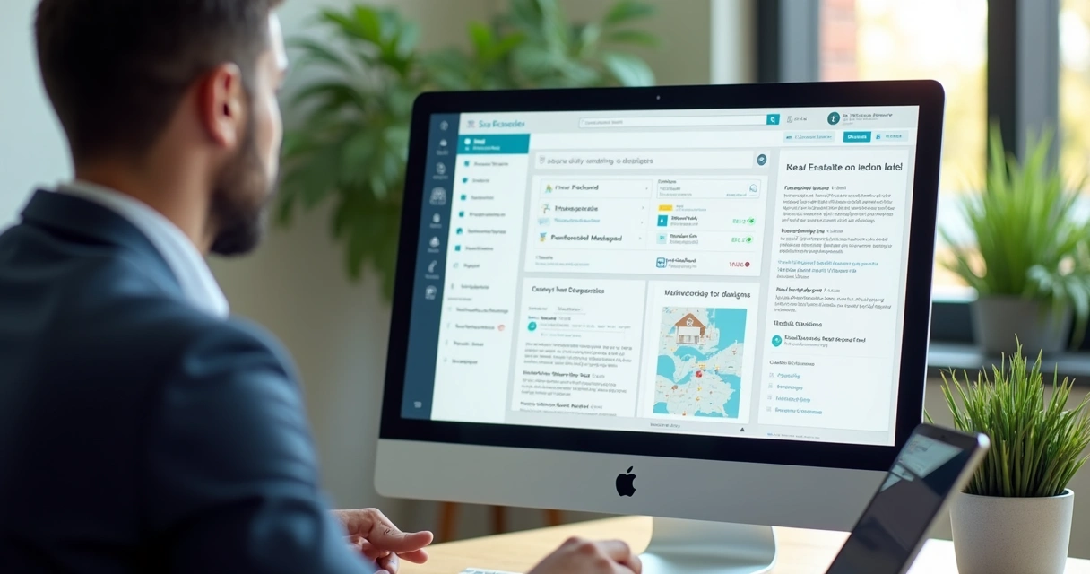 Corretor trabalhando com automação digital de leads 