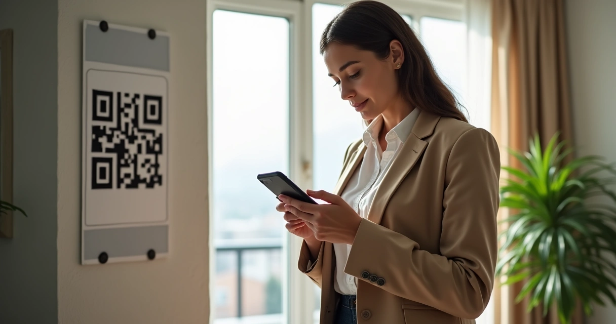 Corretor recebendo notificação pelo smartphone após QR code ser escaneado