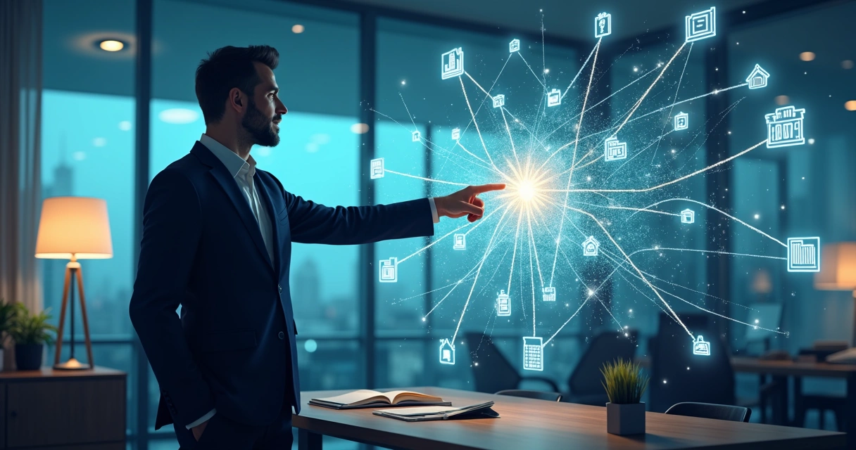 Corretor imobiliário usando várias linhas de telefone para conectar clientes e parceiros 