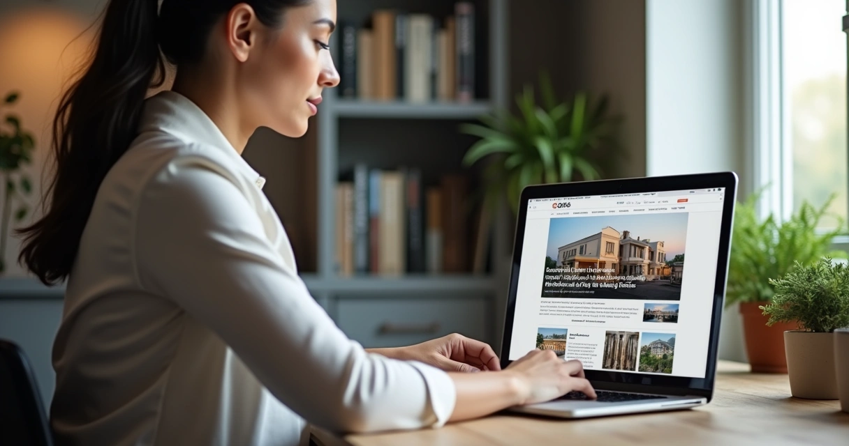 Corretor publicando conteúdo em blog imobiliário 