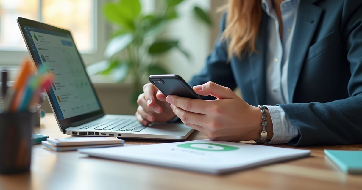 Corretor digitando mensagem no WhatsApp ao atender lead 