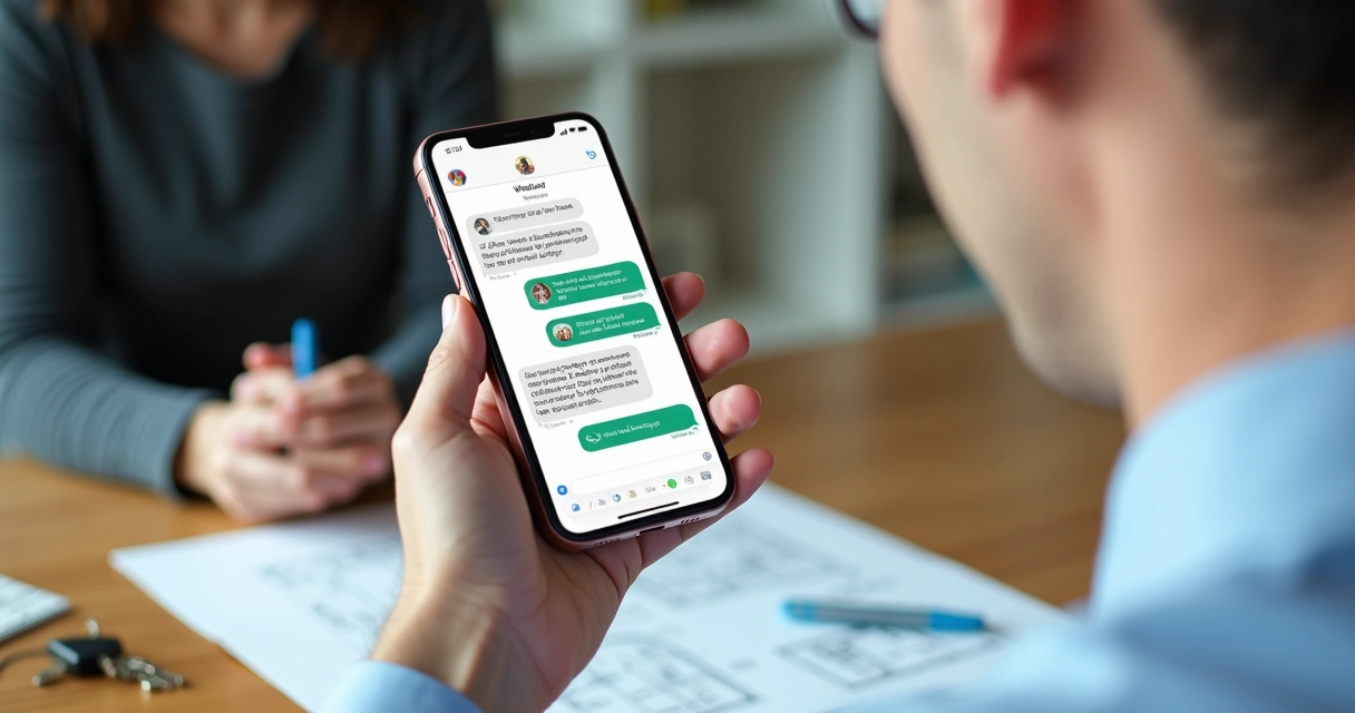 Corretor conversando com cliente pelo WhatsApp sobre imóvel 