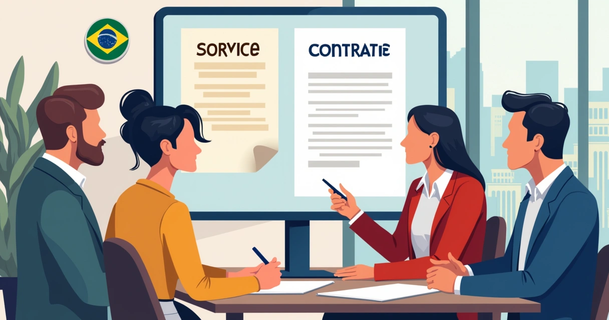 Reunião ajustando contrato de prestação de serviços 