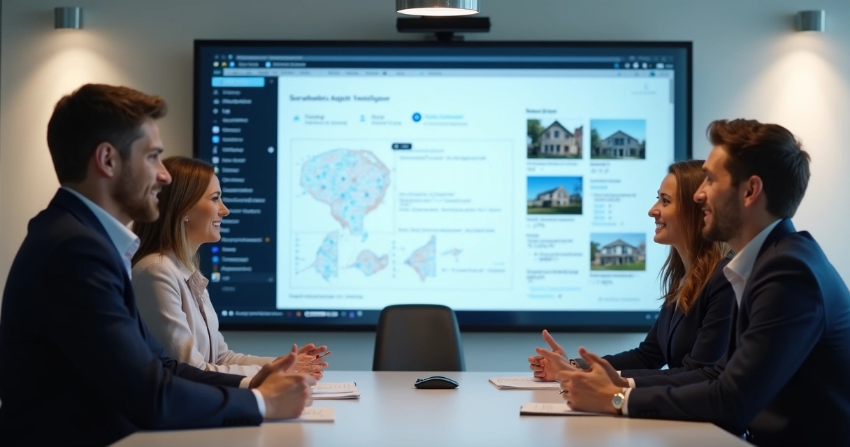 Corretor imobiliário aprendendo IA em treinamento com grupo 